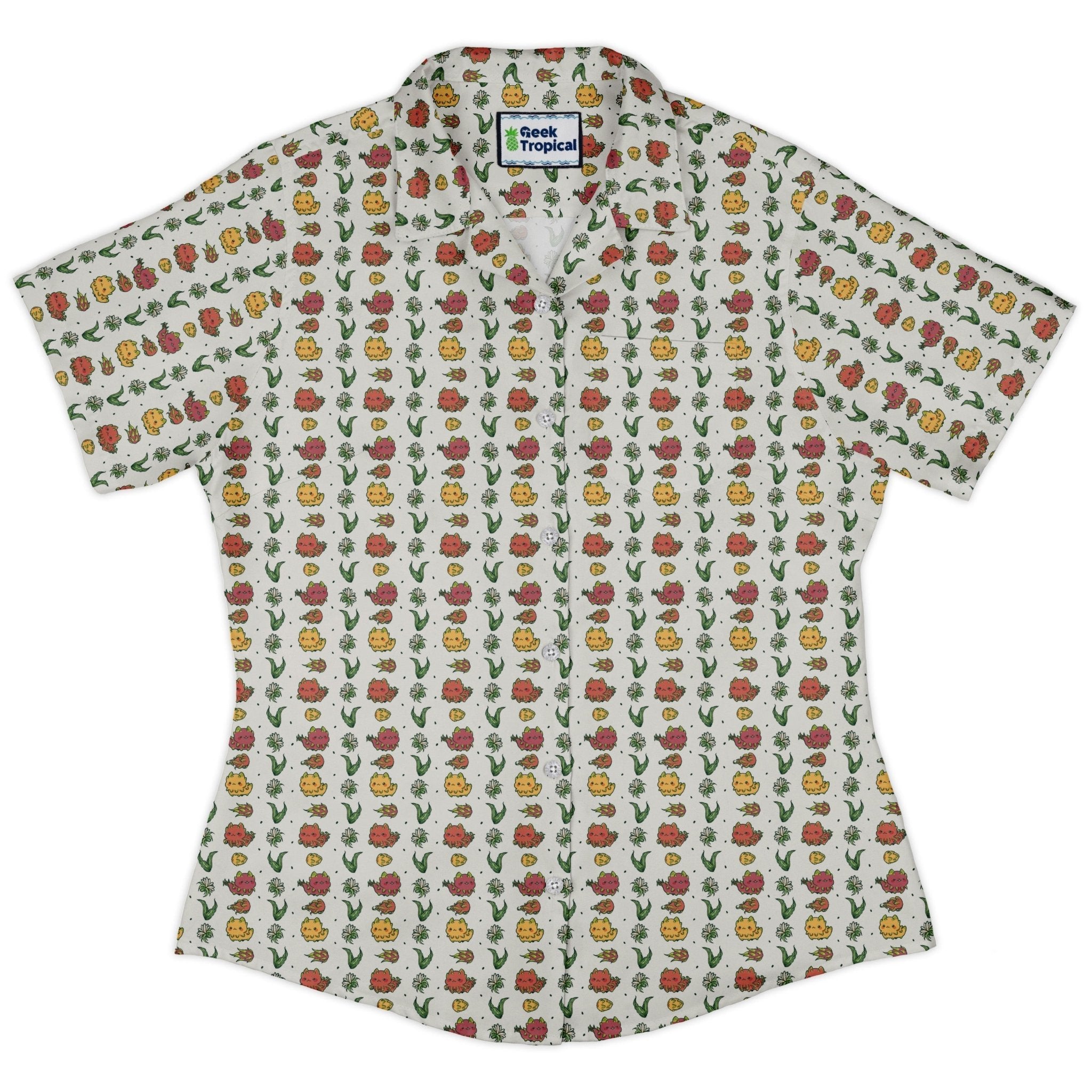 Dragon Fruit Seed Curvy Button Up Shirt Geek Nerd anime Design by Ardi Tong q225