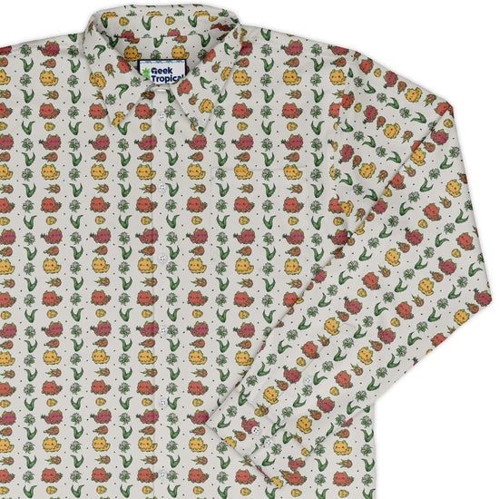 Dragon Fruit Seed Long Sleeve Button Up Shirt Geek Nerd adult sizing anime Design by Ardi Tong