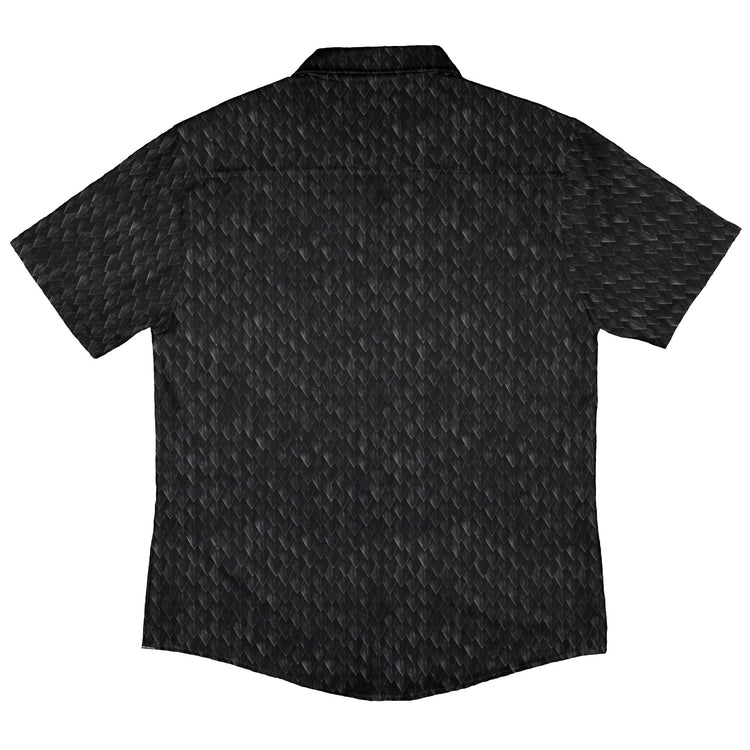 Nerdy Dragon Scales Black Button Up Shirt