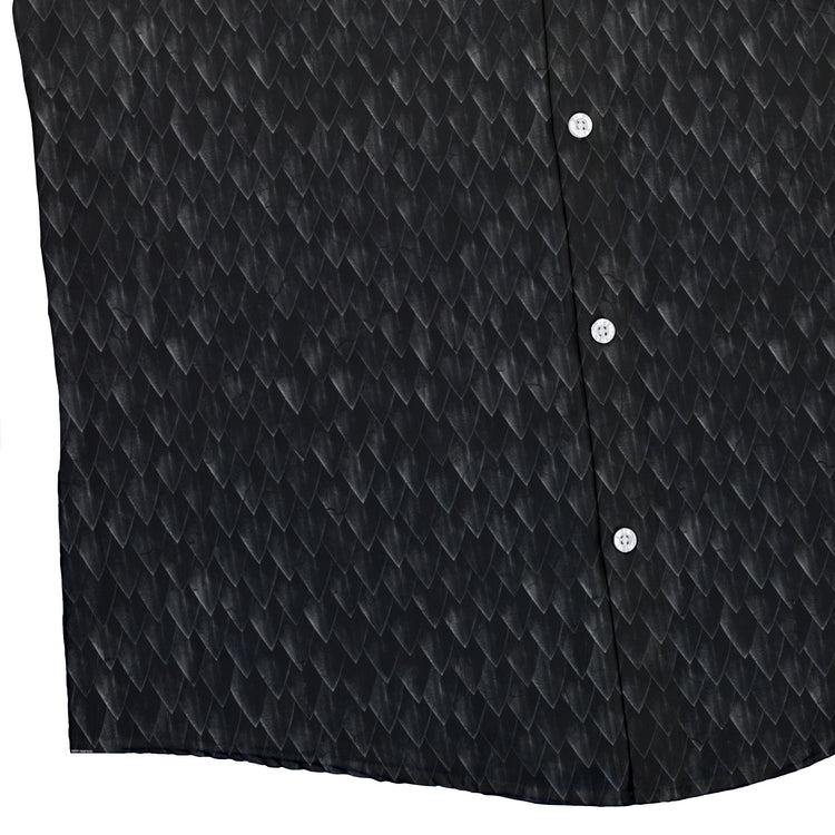 Nerdy Dragon Scales Black Button Up Shirt