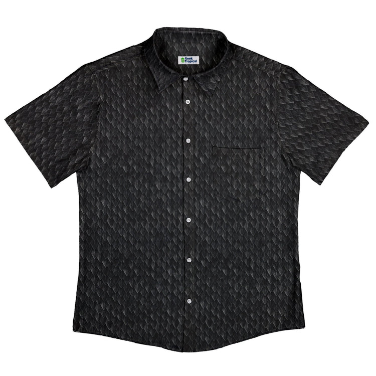 Nerdy Dragon Scales Black Button Up Shirt