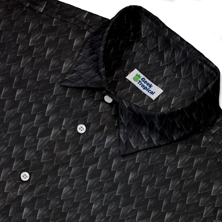 Nerdy Dragon Scales Black Button Up Shirt