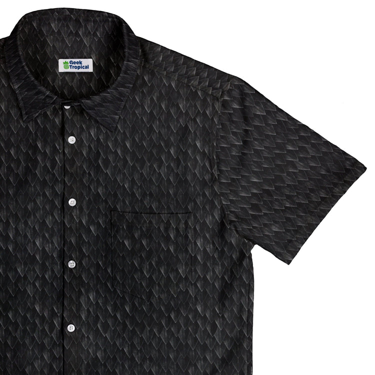 Nerdy Dragon Scales Black Button Up Shirt