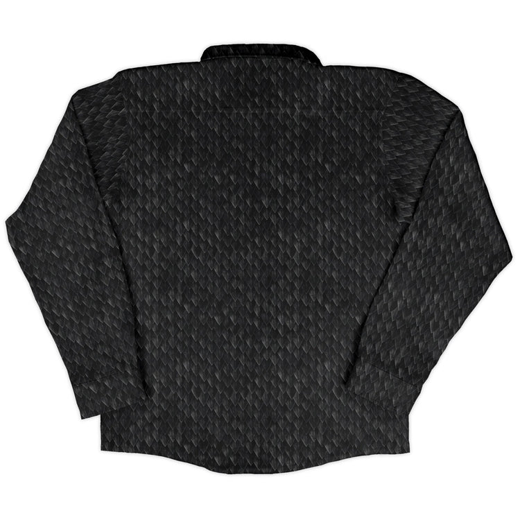 Nerdy Dragon Scales Black Long Sleeve Button Up Shirt