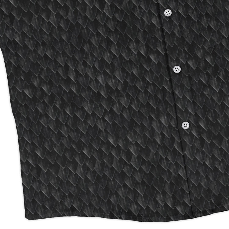 Nerdy Dragon Scales Black Long Sleeve Button Up Shirt