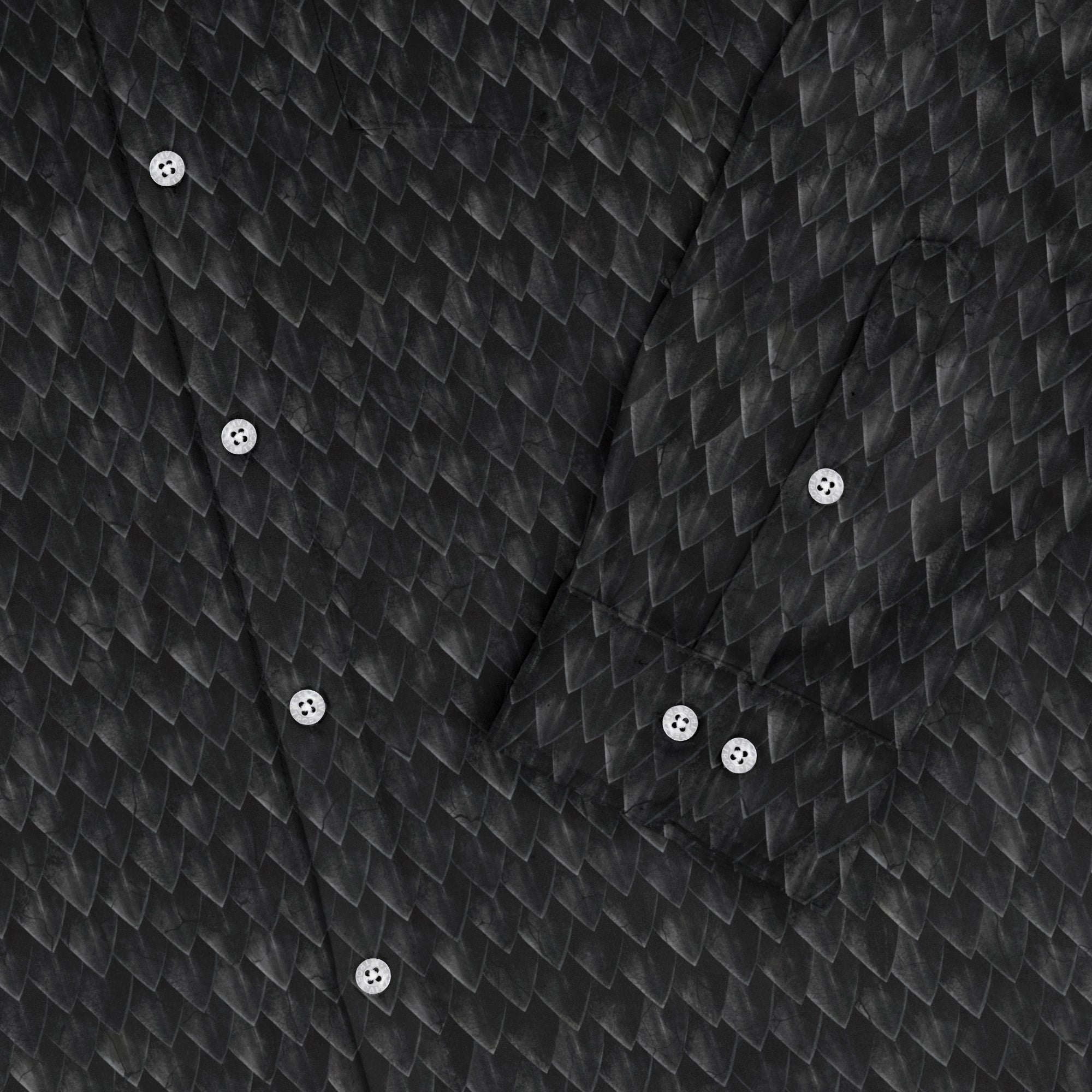 Dragon Scales Black Long Sleeve Button Up Shirt 2