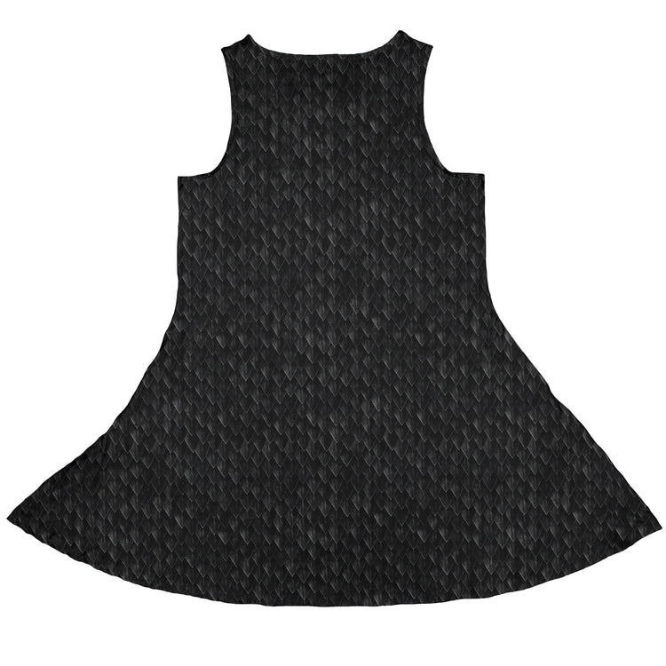 Nerdy Dragon Scales Black Sleeveless Dress