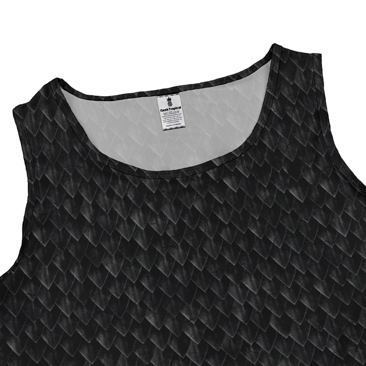 Nerdy Dragon Scales Black Sleeveless Dress