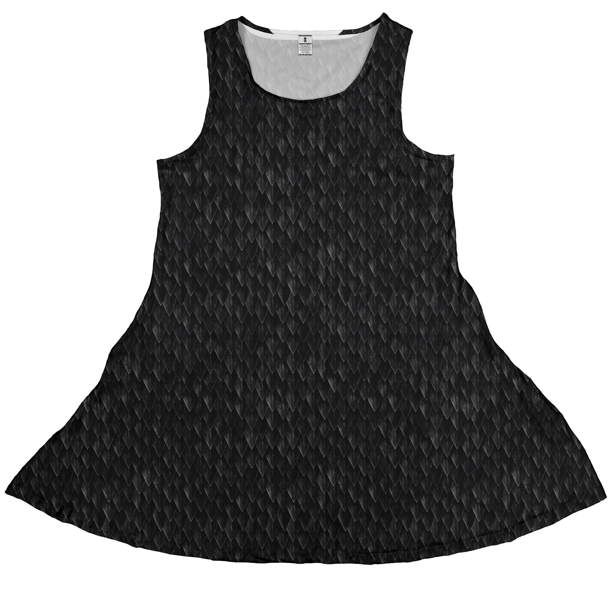 Nerdy Dragon Scales Black Sleeveless Dress