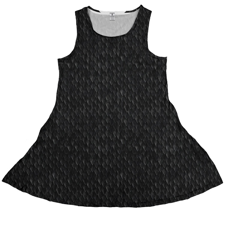 Nerdy Dragon Scales Black Sleeveless Dress