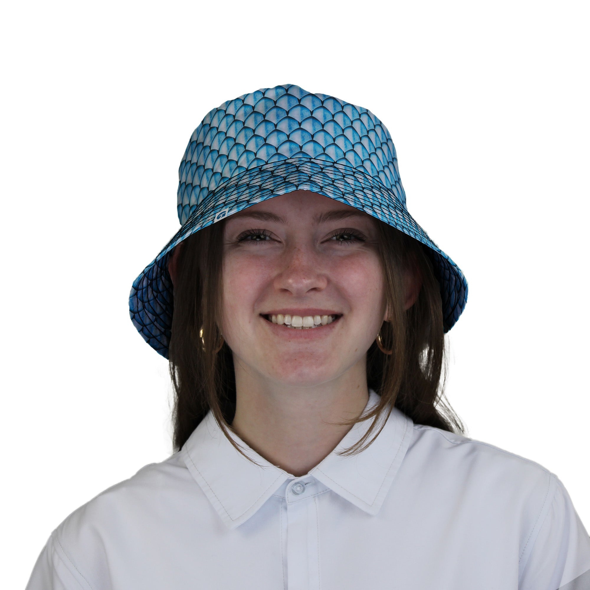 Dragon Scales Blue Dnd Bucket Hat - Designs by Nathan - Fantasy Prints - lx - B