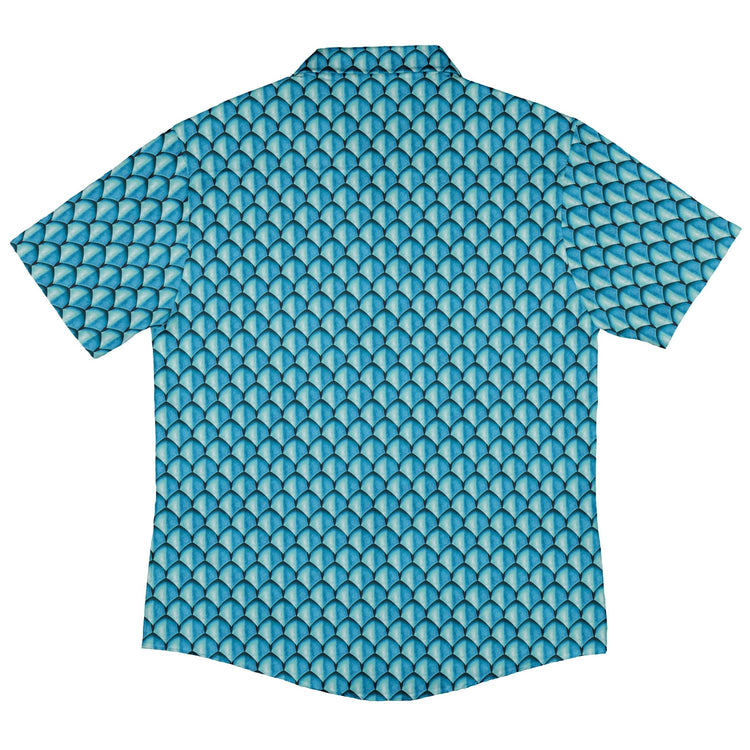 Dragon Scales Blue Dnd Button Up Shirt - adult sizing - Designs by Nathan - Fantasy Prints