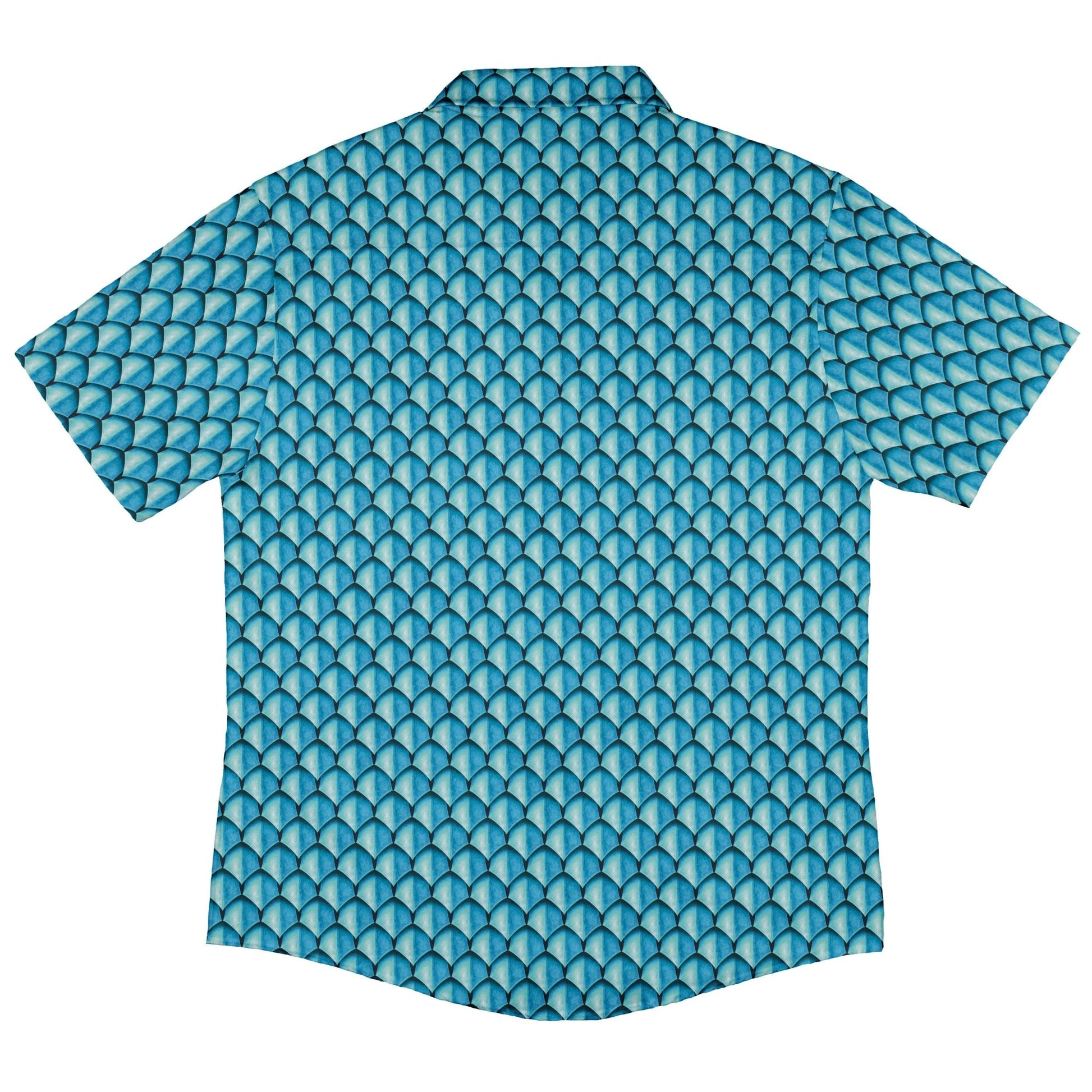Dragon Scales Blue Dnd Button Up Shirt - adult sizing - Designs by Nathan - Fantasy Prints