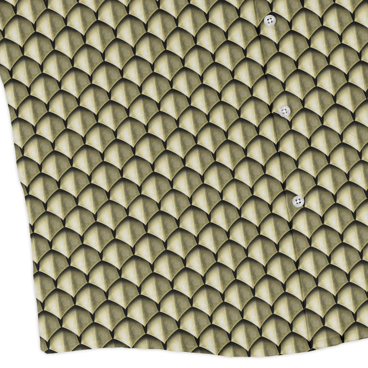 Dragon Scales Gold Dnd Long Sleeve Button Up Shirt Geek Nerd adult sizing Designs by Nathan Fantasy Prints