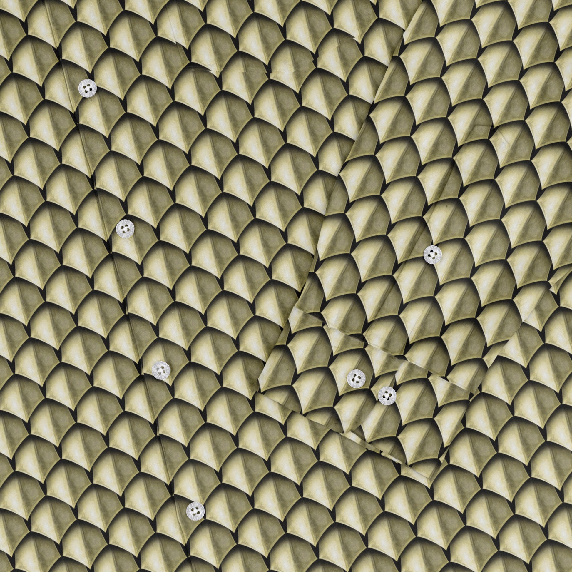 Dragon Scales Gold Dnd Long Sleeve Button Up Shirt Geek Nerd adult sizing Designs by Nathan Fantasy Prints