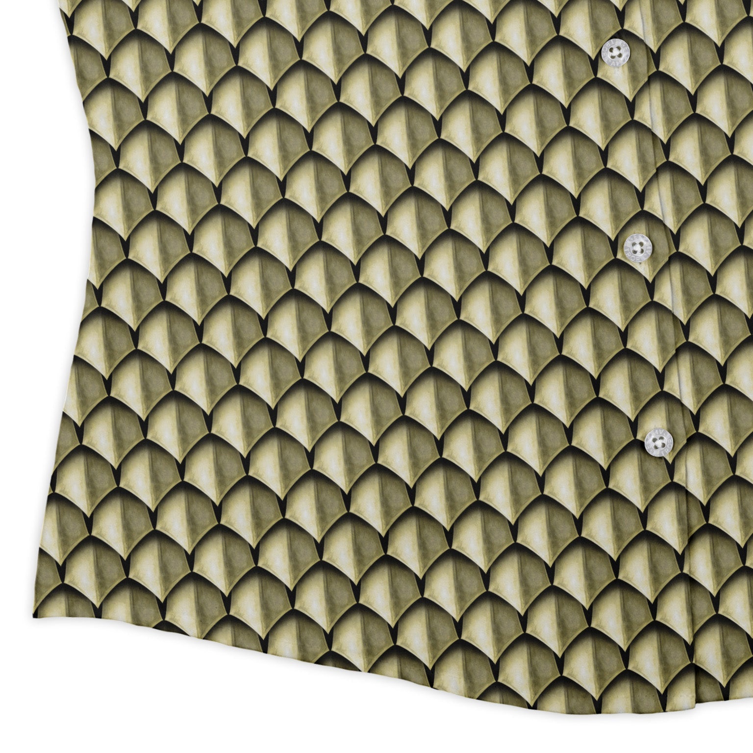 Dragon Scales Gold Dnd Curvy Button Up Shirt Geek Nerd Designs by Nathan Fantasy Prints Q3