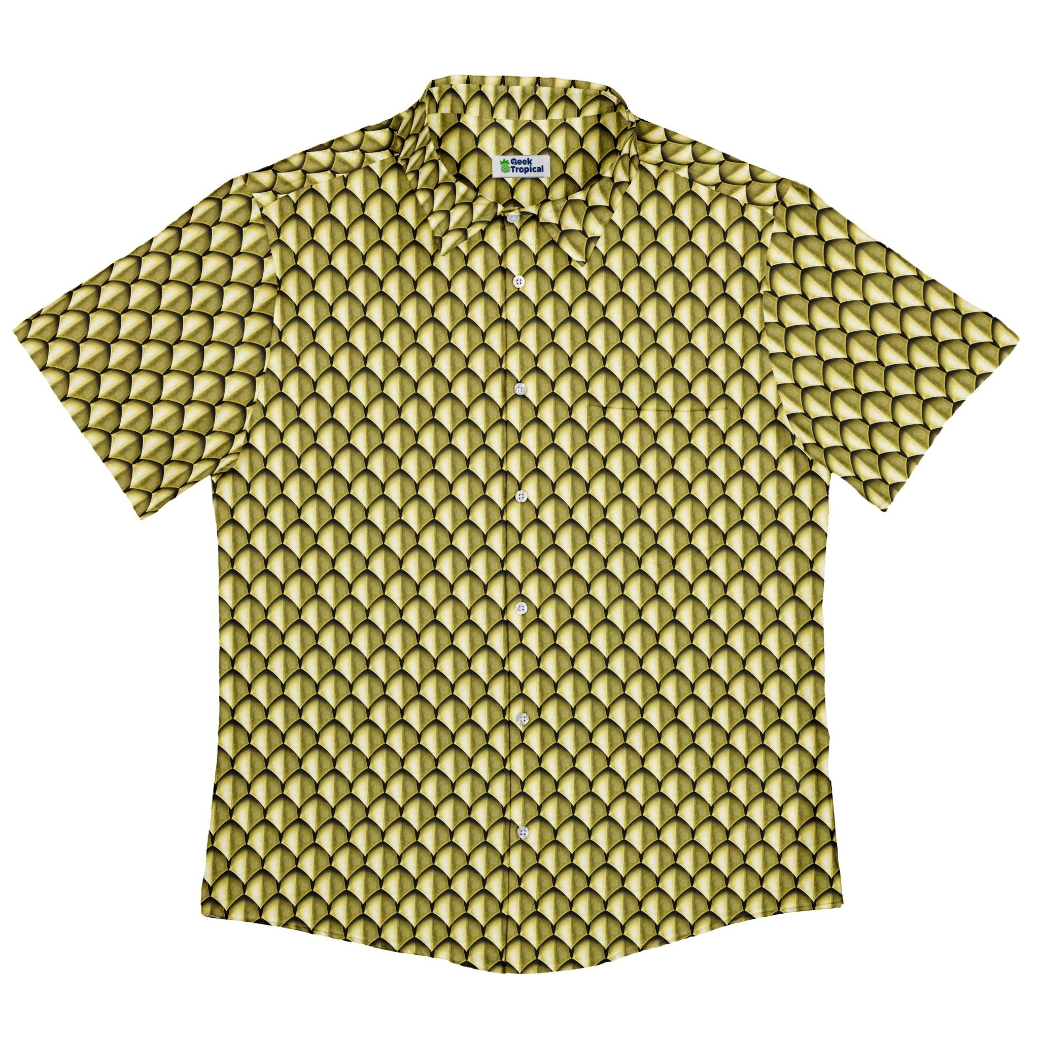 Dragon Scales Gold Dnd Button Up Shirt - adult sizing - Designs by Nathan - Fantasy Prints