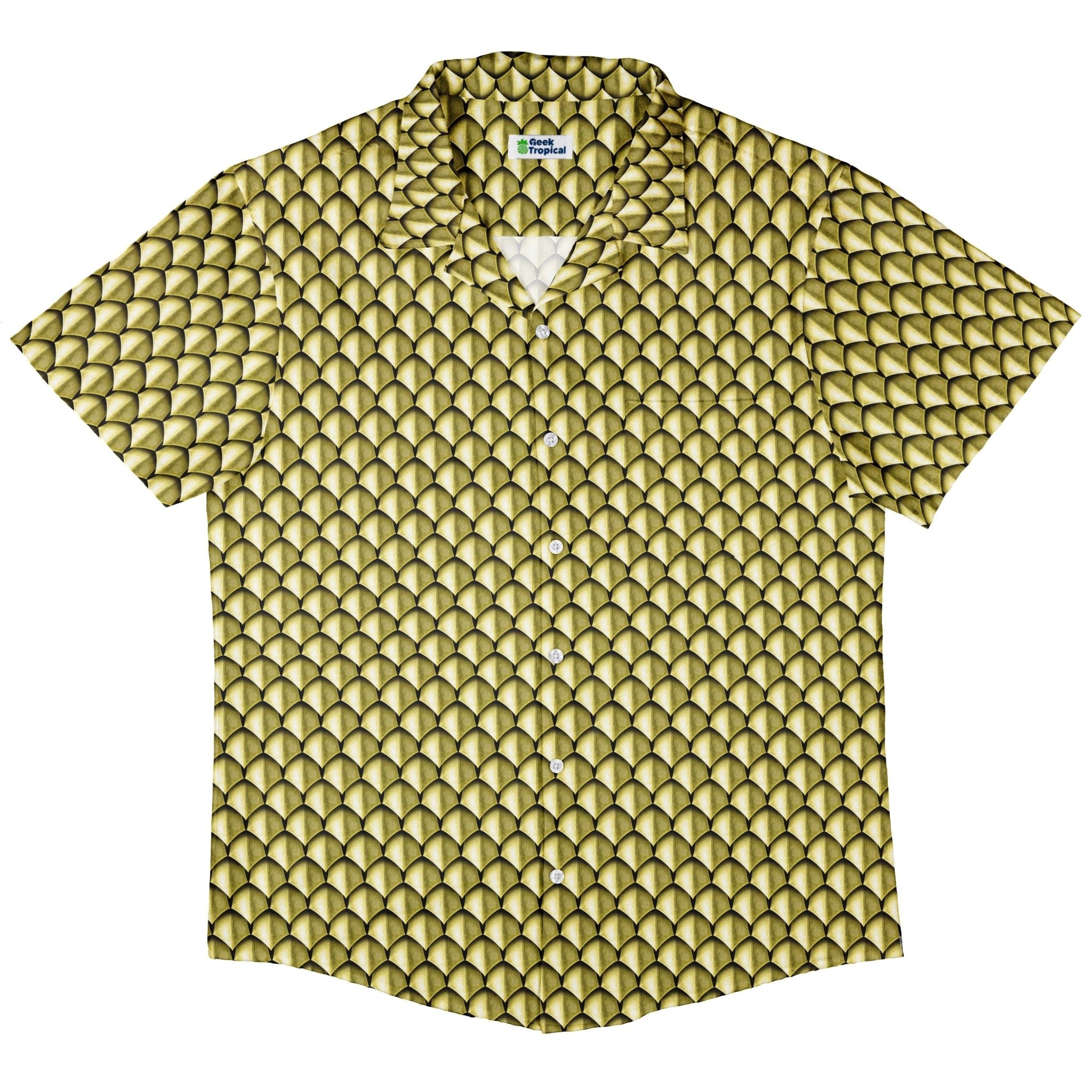 Dragon Scales Gold Dnd Button Up Shirt - adult sizing - Designs by Nathan - Fantasy Prints