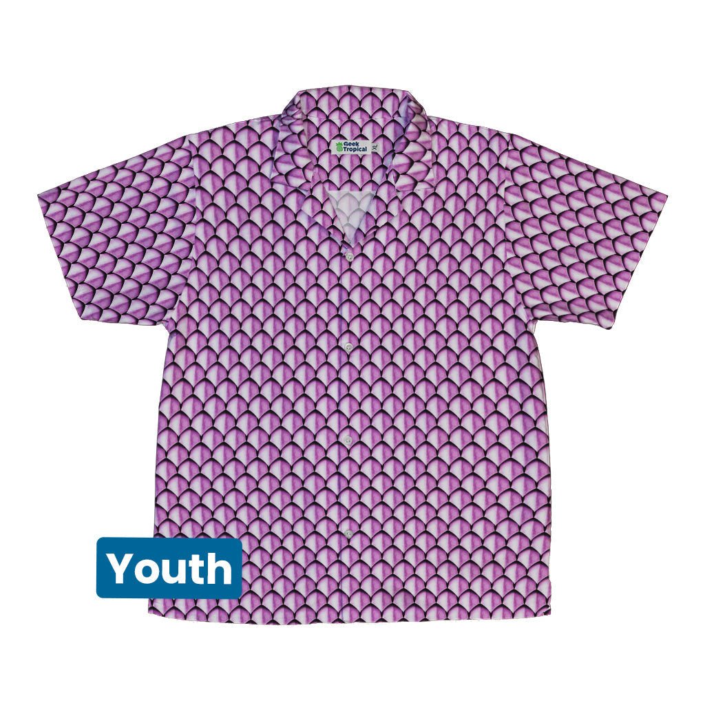 Dragon Scales Pink Dnd Youth Hawaiian Shirt - Designs by Nathan - Fantasy Prints - Q3