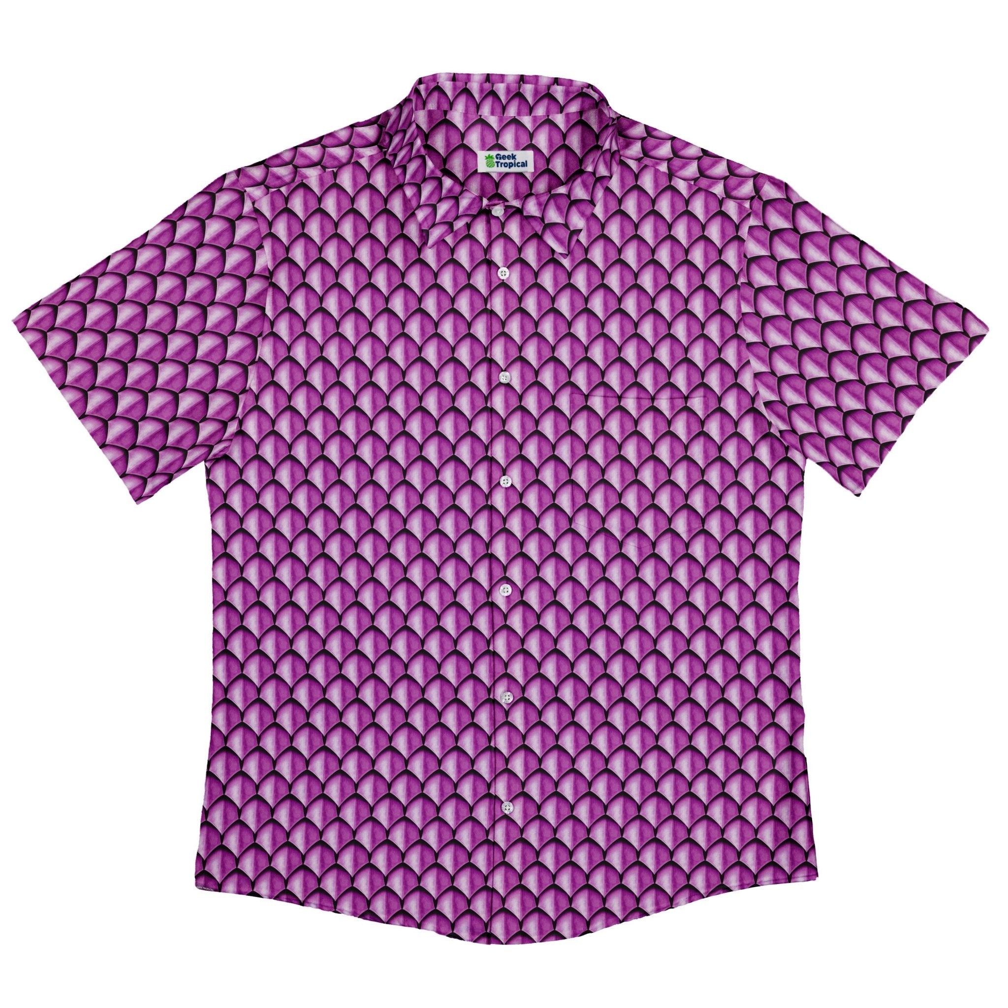 Dragon Scales Pink Dnd Button Up Shirt - adult sizing - Designs by Nathan - Fantasy Prints