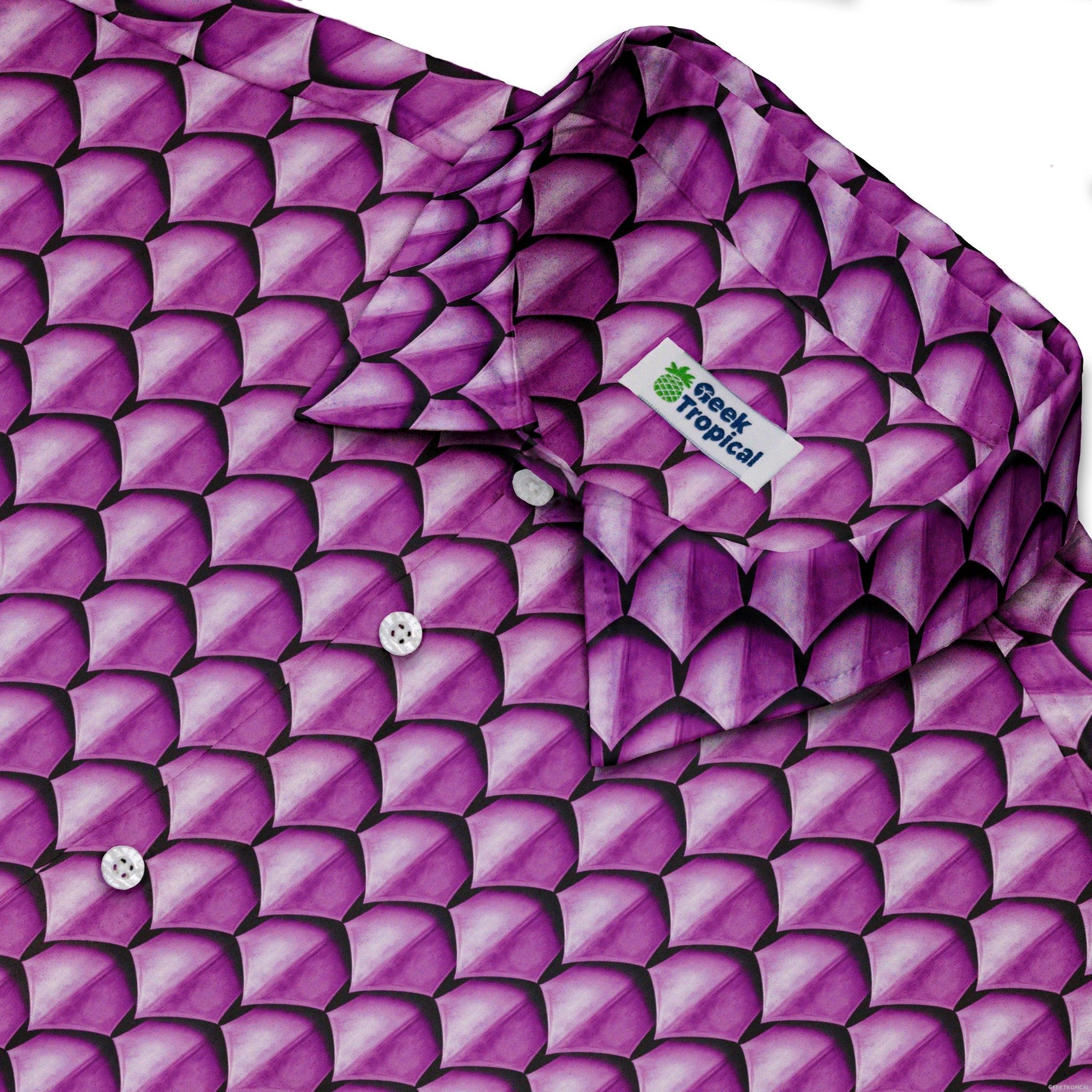 Dragon Scales Pink Dnd Button Up Shirt - adult sizing - Designs by Nathan - Fantasy Prints