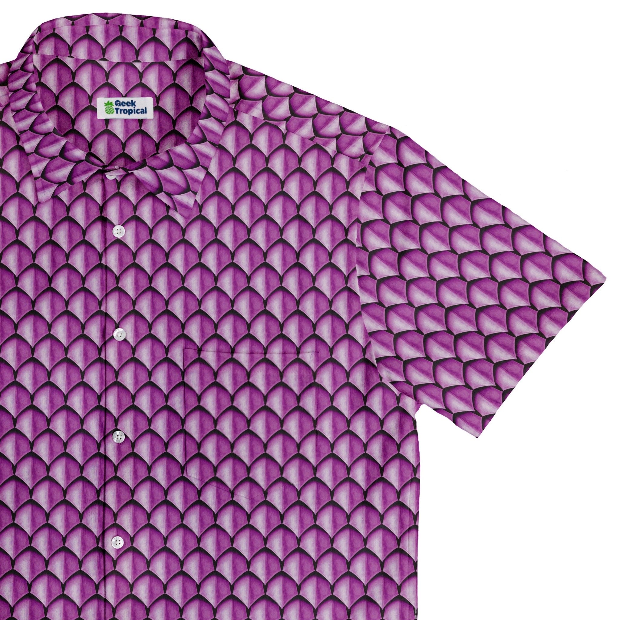 Dragon Scales Pink Dnd Button Up Shirt - adult sizing - Designs by Nathan - Fantasy Prints