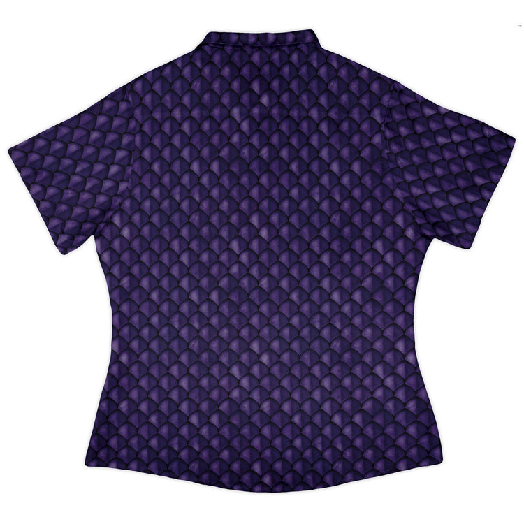 Dragon Scales Purple Dnd Curvy Button Up Shirt Geek Nerd 0925 All Adult Button Up Shirts Animal Patterns
