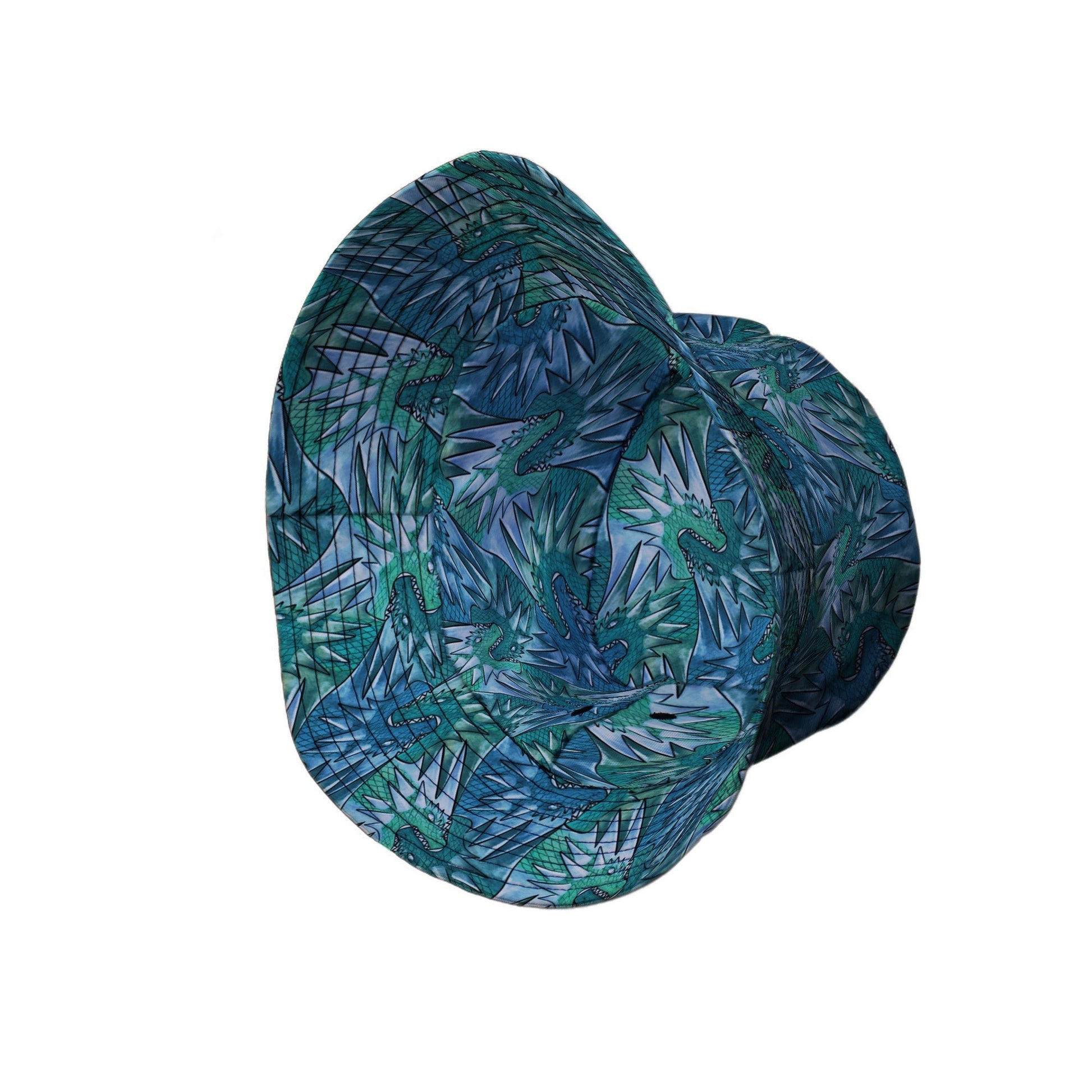 Dragon Weaving Inferno Teal Bucket Hat Geek Nerd Designs by Nathan fantasy prints lx - B