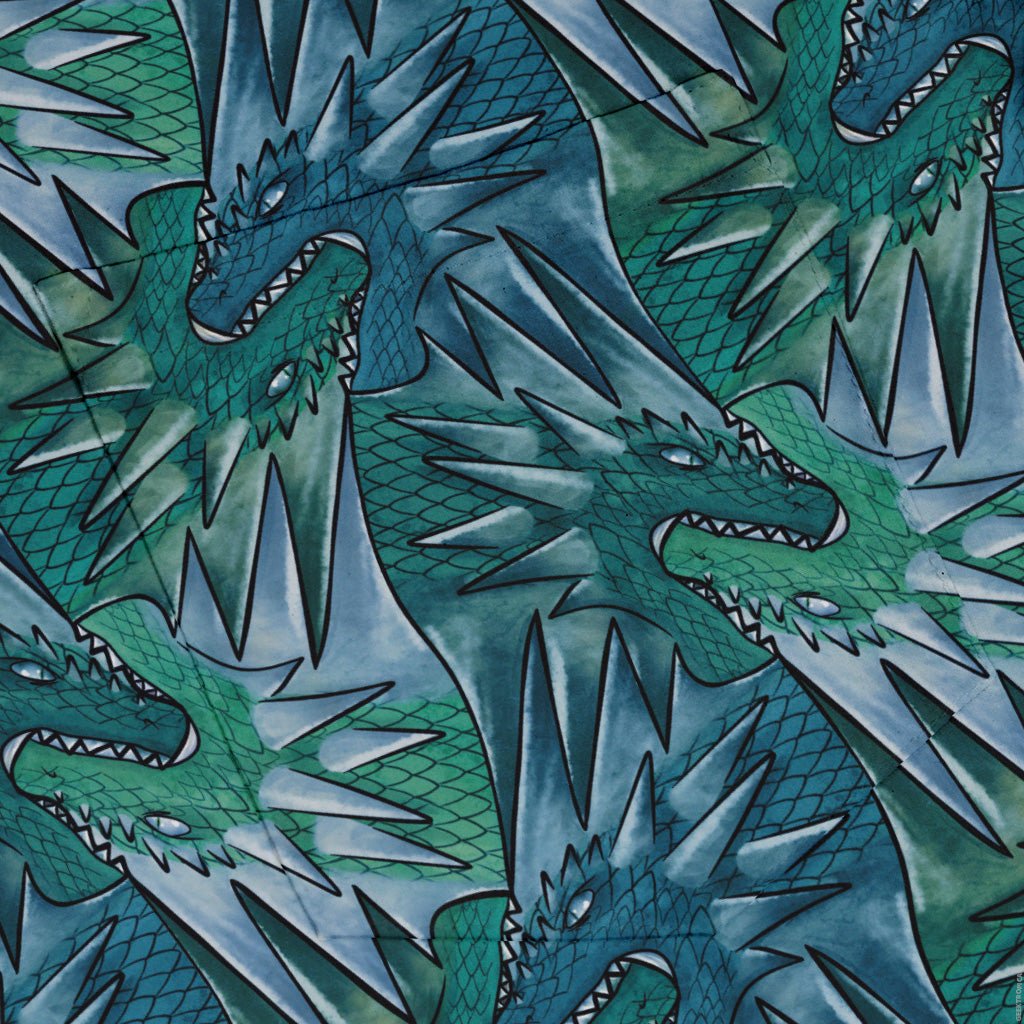 Dragon Weaving Inferno Teal Button Up Shirt Geek Nerd adult sizing Designs by Nathan fantasy prints