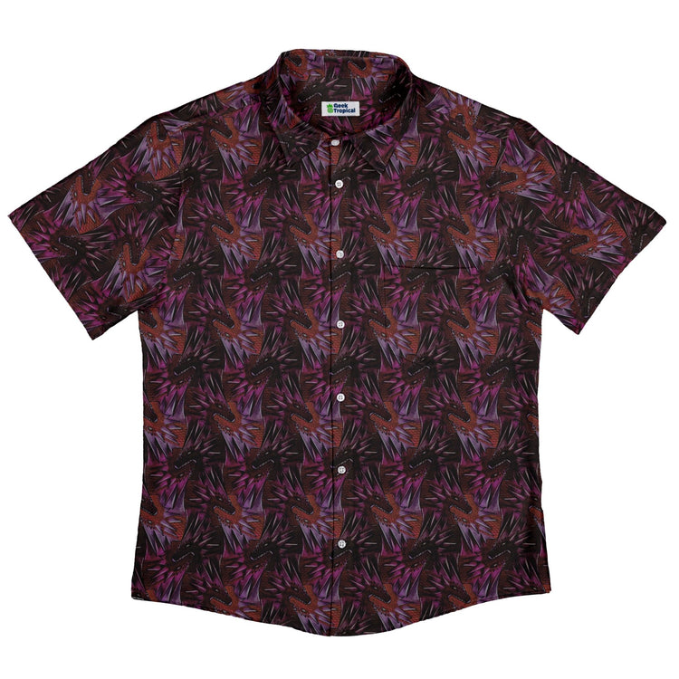 Dragon Weaving Inferno Fire Button Up Shirt Geek Nerd adult sizing Designs by Nathan fantasy prints