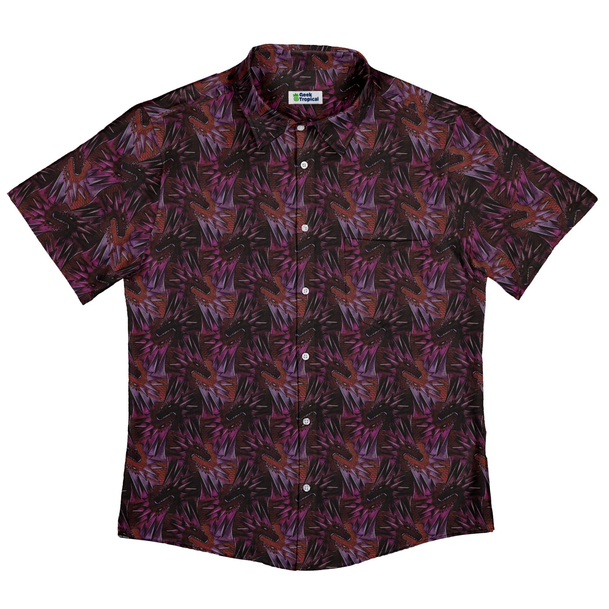 Dragon Weaving Inferno Fire Button Up Shirt Geek Nerd adult sizing Designs by Nathan fantasy prints
