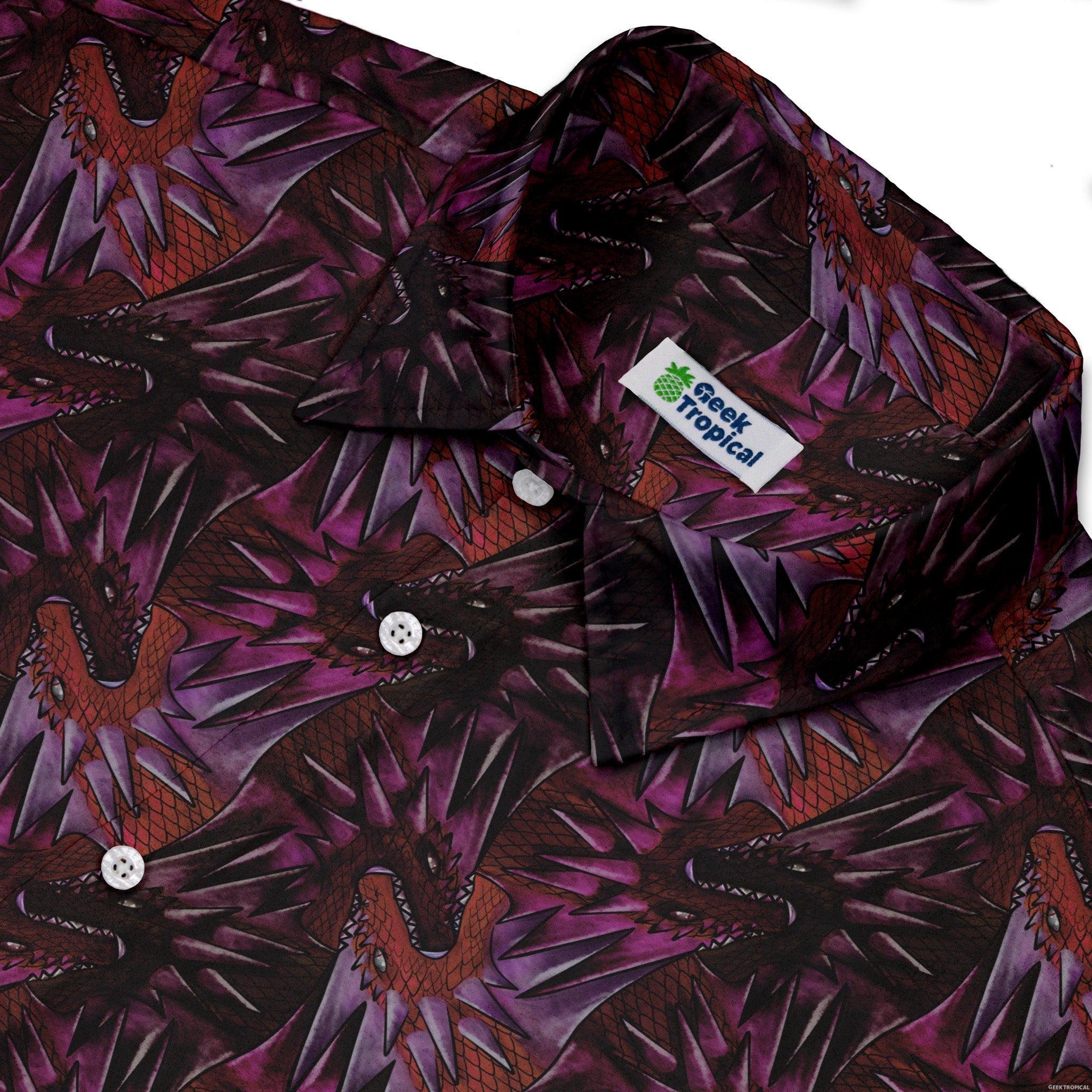 Dragon Weaving Inferno Fire Button Up Shirt Geek Nerd adult sizing Designs by Nathan fantasy prints