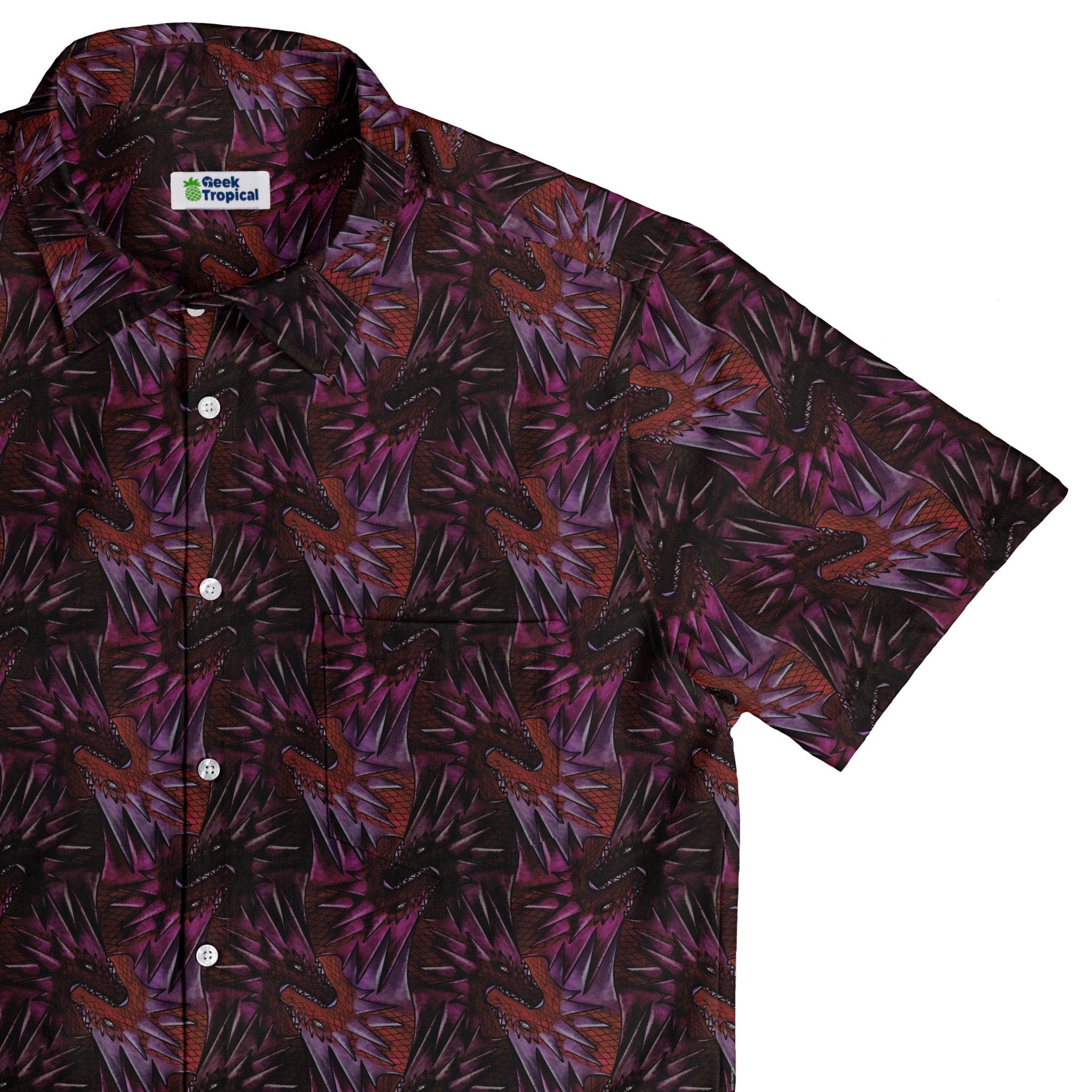 Dragon Weaving Inferno Fire Button Up Shirt Geek Nerd adult sizing Designs by Nathan fantasy prints