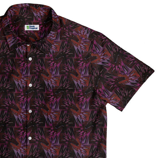 Dragon Weaving Inferno Fire Button Up Shirt Geek Nerd adult sizing Designs by Nathan fantasy prints