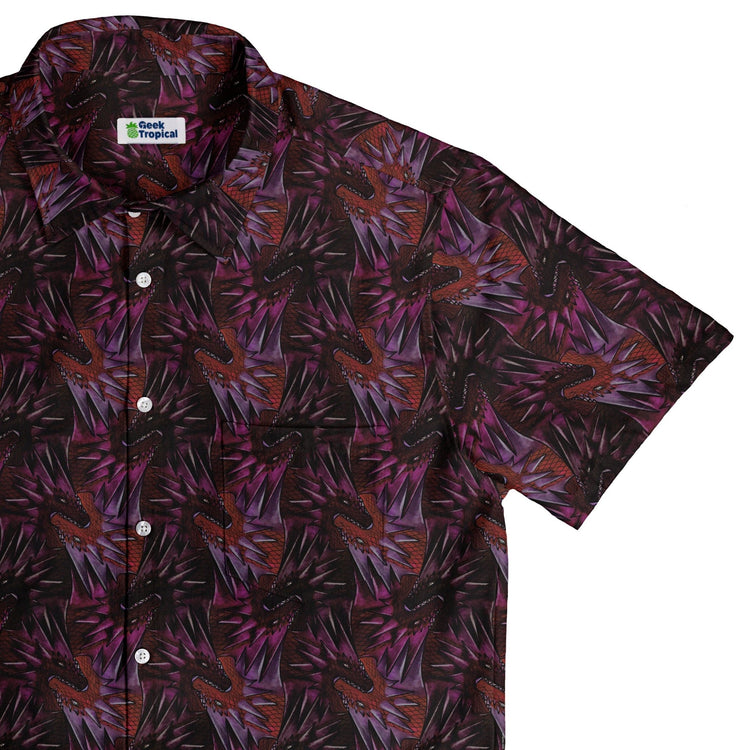 Dragon Weaving Inferno Fire Button Up Shirt Geek Nerd adult sizing Designs by Nathan fantasy prints