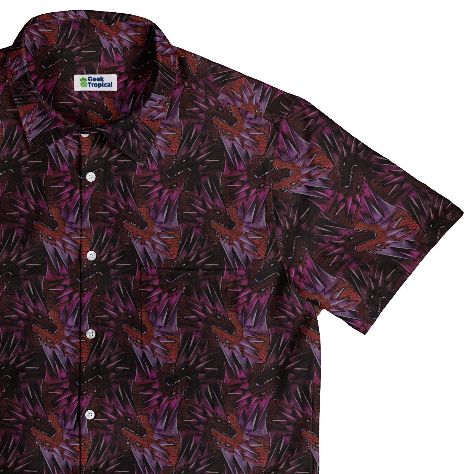 Dragon Weaving Inferno Fire Button Up Shirt Geek Nerd adult sizing Designs by Nathan fantasy prints