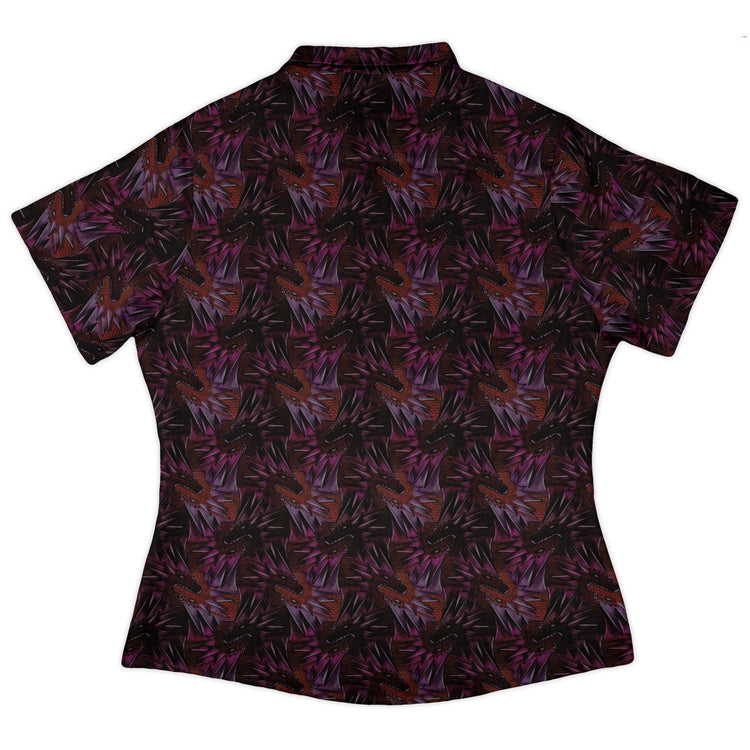 Dragon Weaving Inferno Fire Curvy Button Up Shirt Geek Nerd Designs by Nathan fantasy prints q225