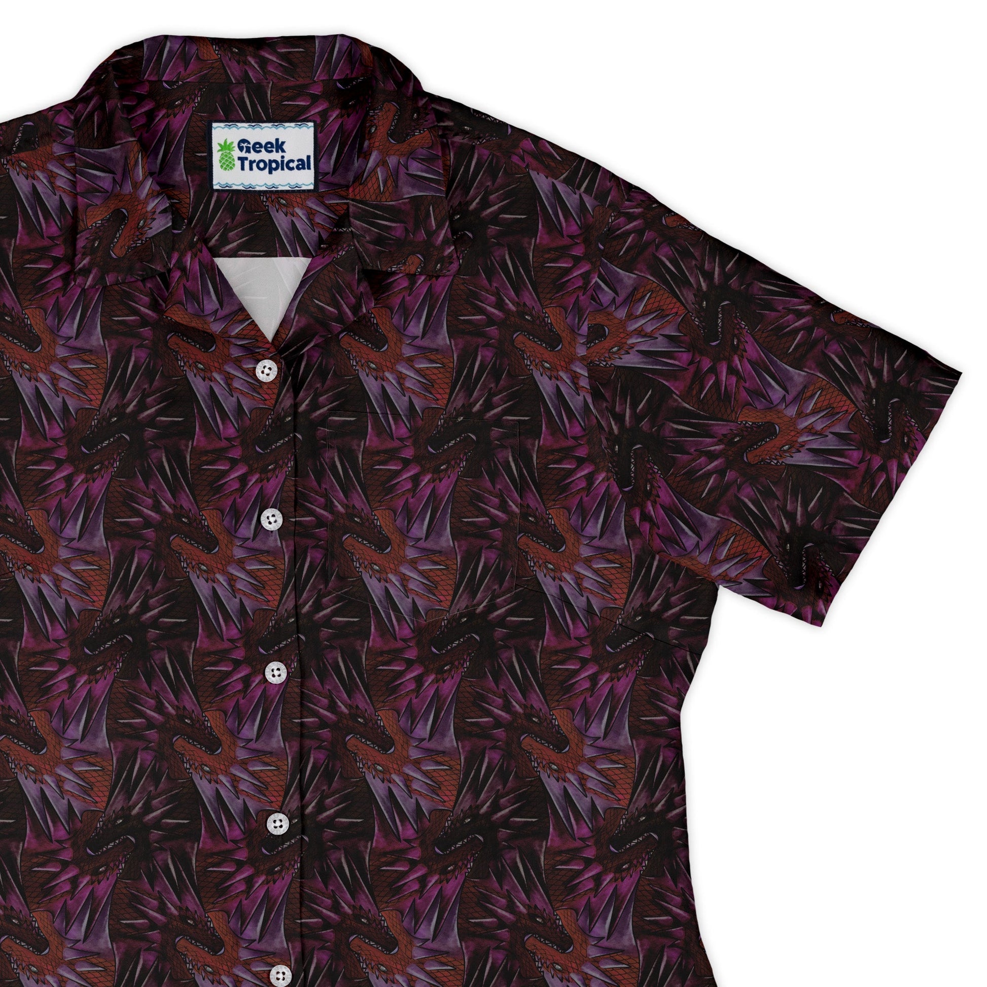 Dragon Weaving Inferno Fire Curvy Button Up Shirt Geek Nerd Designs by Nathan fantasy prints q225