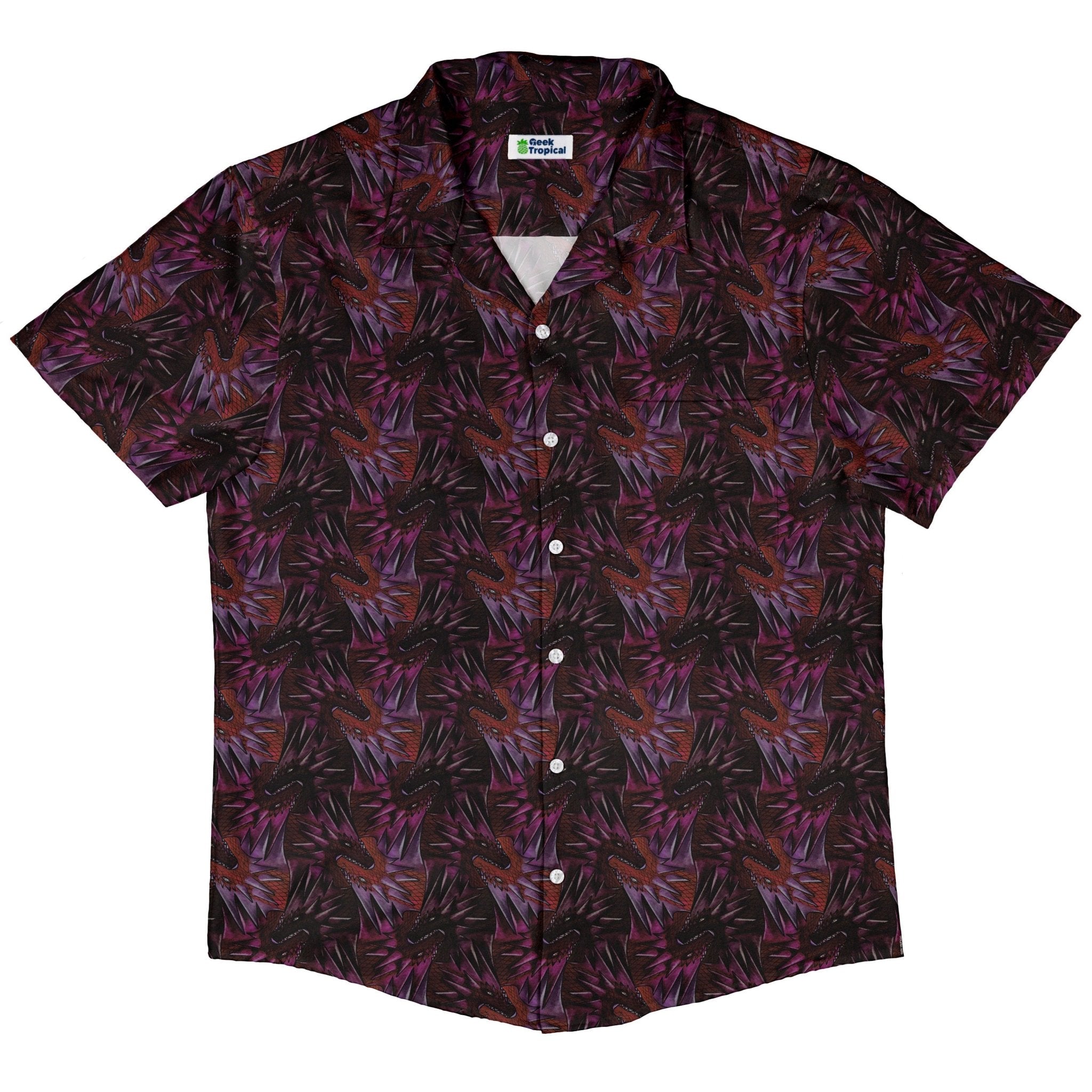 Dragon Weaving Inferno Fire Button Up Shirt Geek Nerd adult sizing Designs by Nathan fantasy prints