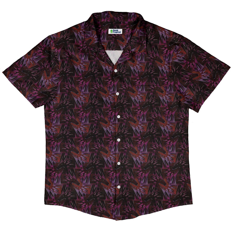 Dragon Weaving Inferno Fire Button Up Shirt Geek Nerd adult sizing Designs by Nathan fantasy prints