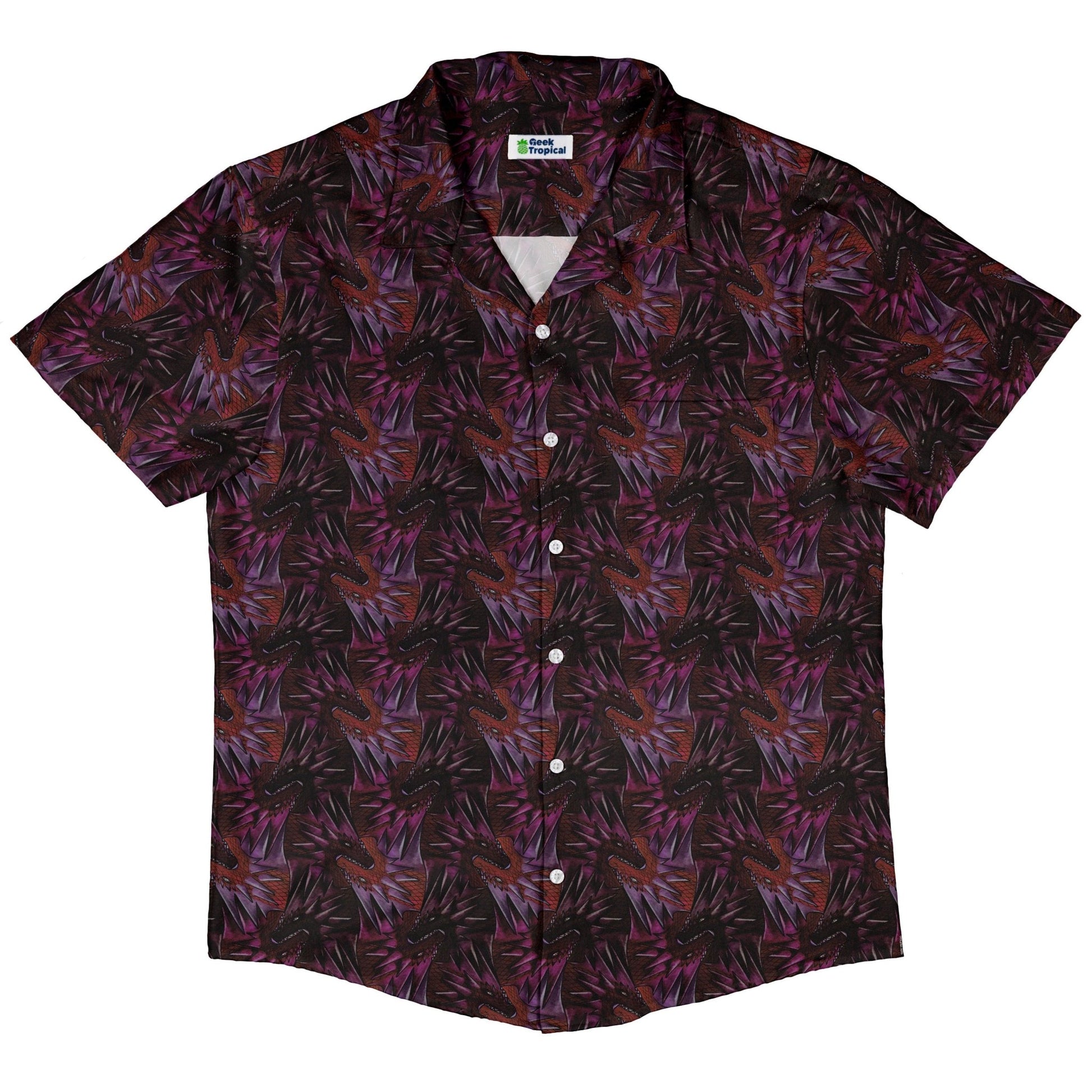 Dragon Weaving Inferno Fire Button Up Shirt Geek Nerd adult sizing Designs by Nathan fantasy prints