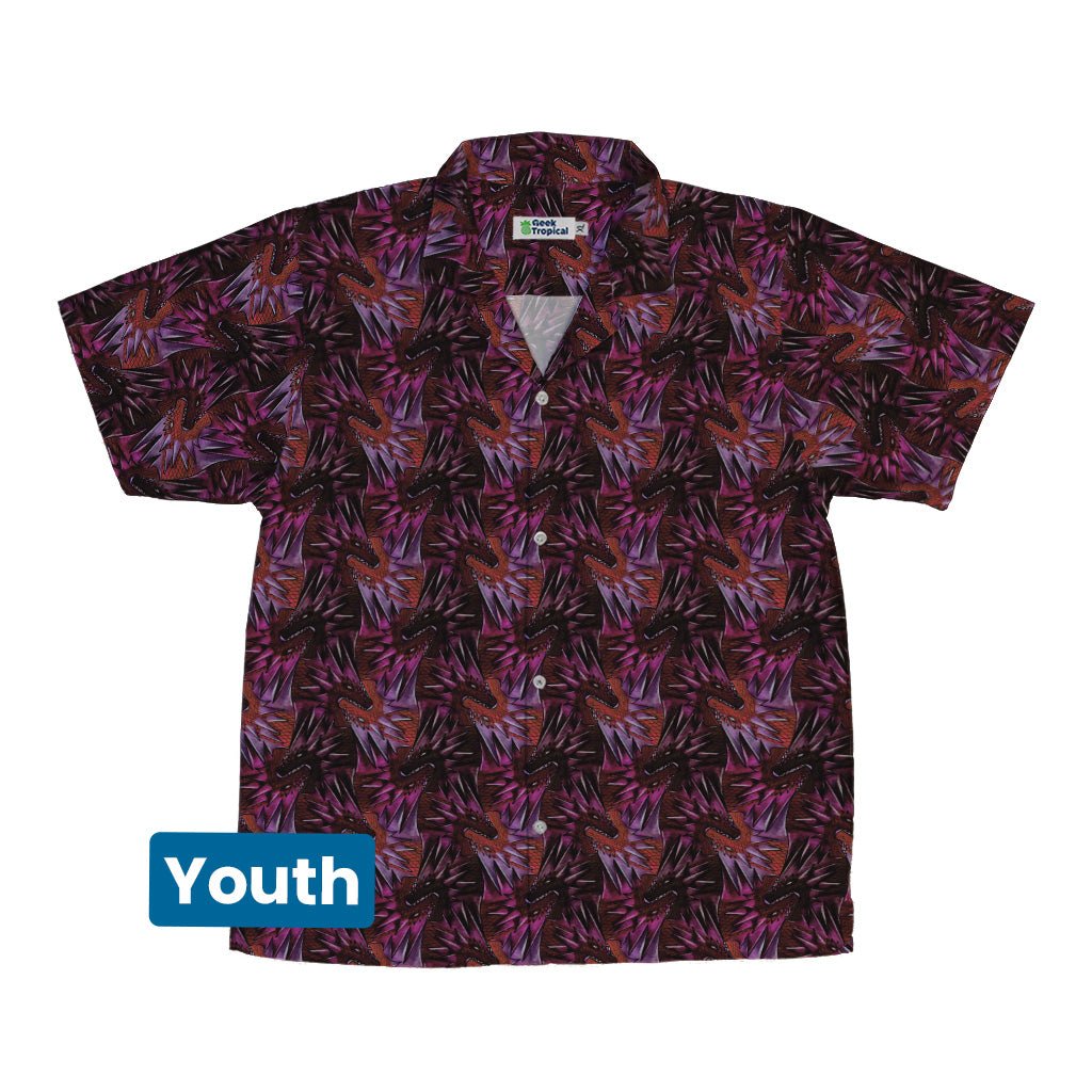 Dragon Weaving Inferno Fire Youth Hawaiian Shirt Geek Nerd Designs by Nathan fantasy prints q225