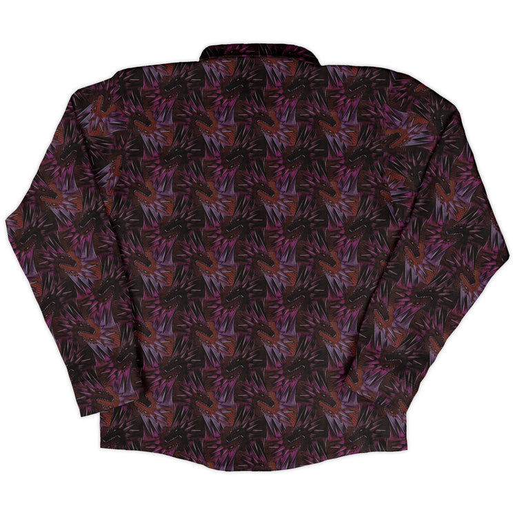 Dragon Weaving Inferno Fire Long Sleeve Button Up Shirt Geek Nerd adult sizing Designs by Nathan fantasy prints