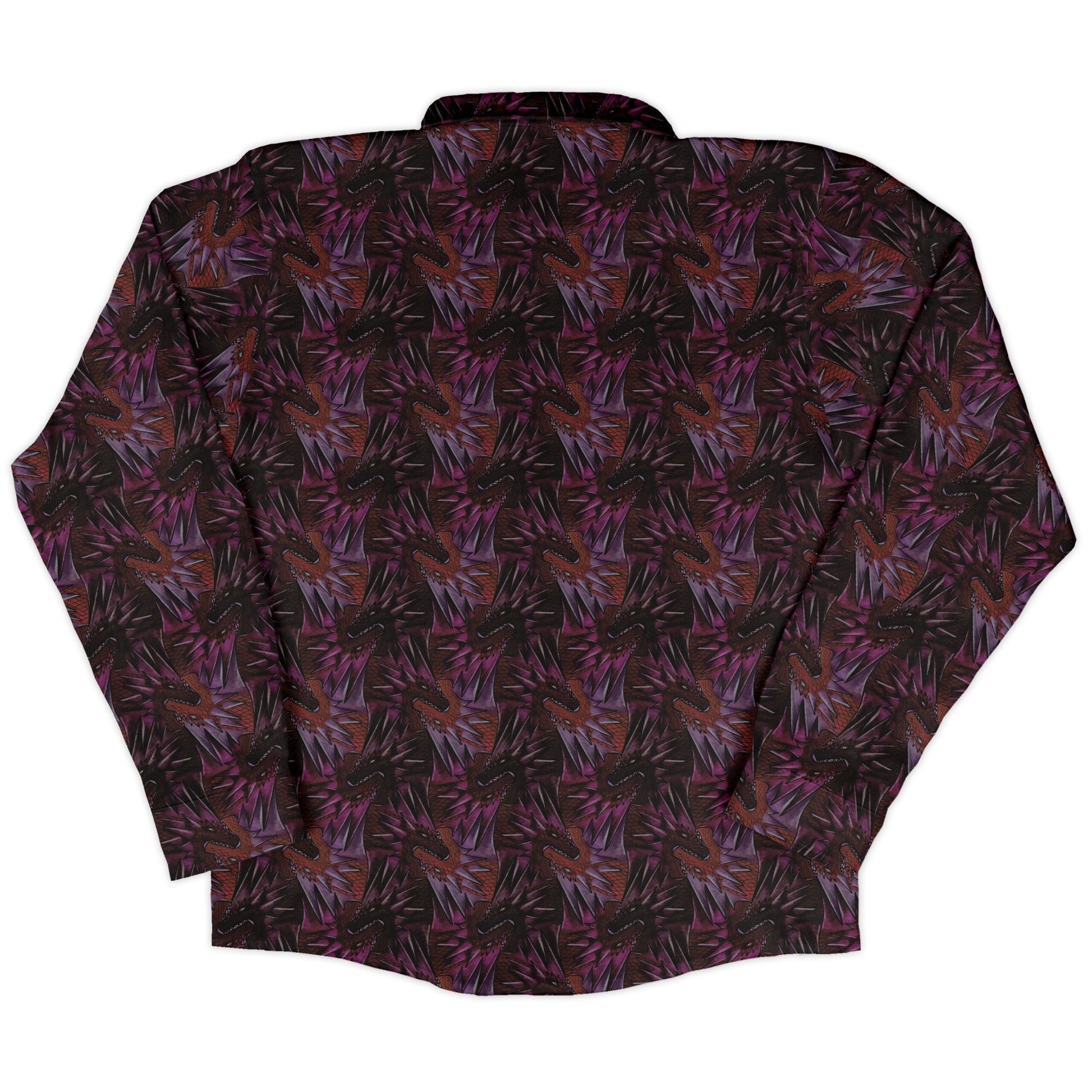 Dragon Weaving Inferno Fire Long Sleeve Button Up Shirt Geek Nerd adult sizing Designs by Nathan fantasy prints