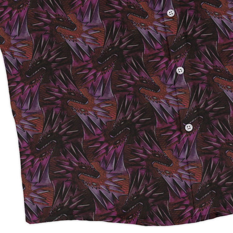 Dragon Weaving Inferno Fire Long Sleeve Button Up Shirt Geek Nerd adult sizing Designs by Nathan fantasy prints