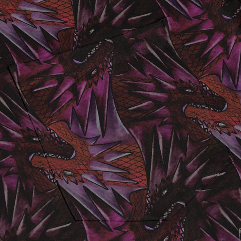 Dragon Weaving Inferno Fire Long Sleeve Button Up Shirt Geek Nerd adult sizing Designs by Nathan fantasy prints