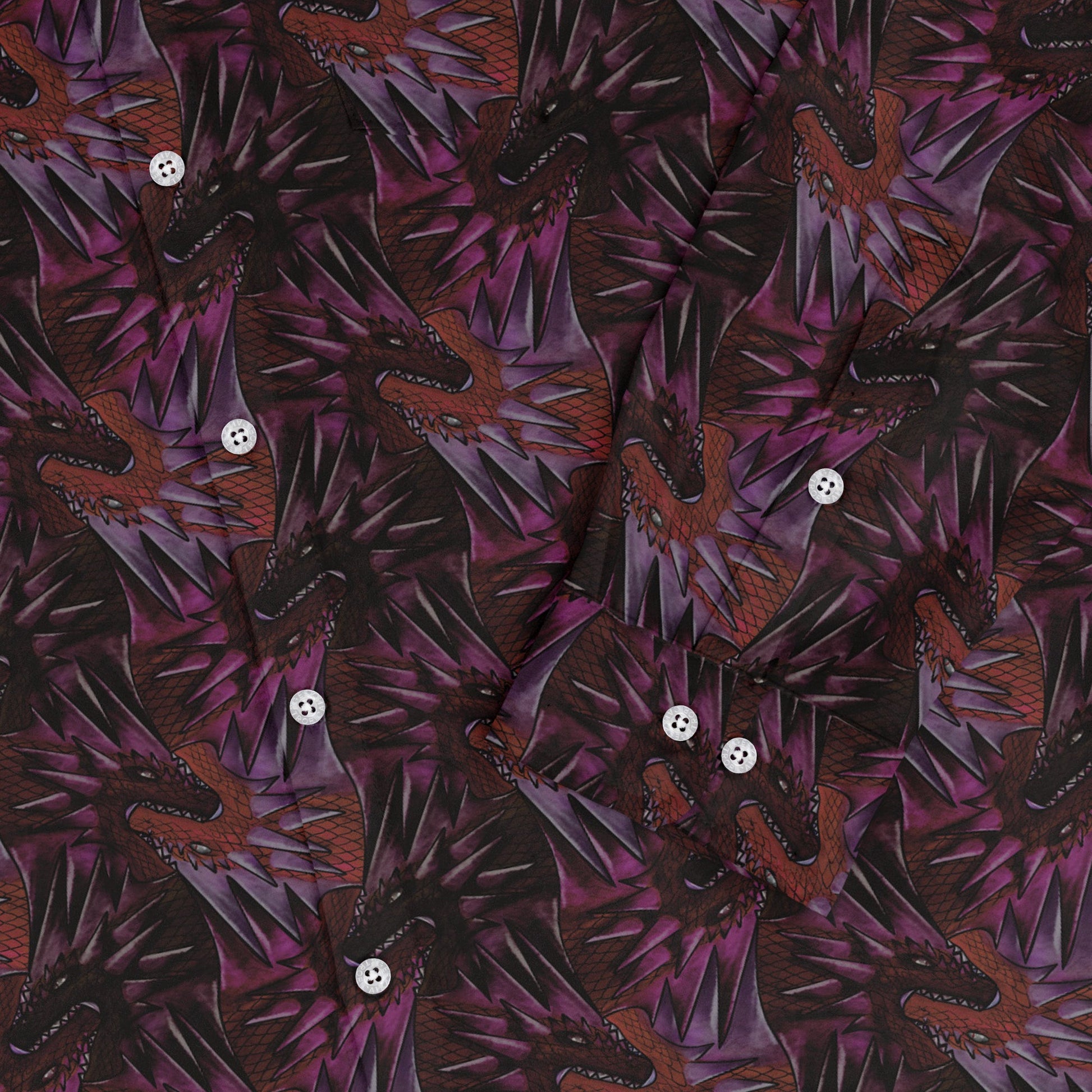 Dragon Weaving Inferno Fire Long Sleeve Button Up Shirt Geek Nerd adult sizing Designs by Nathan fantasy prints