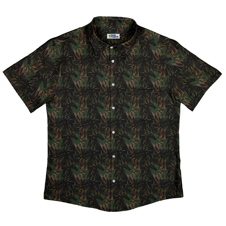 Dragon Weaving Inferno Forest Button Up Shirt Geek Nerd adult sizing Designs by Nathan fantasy prints