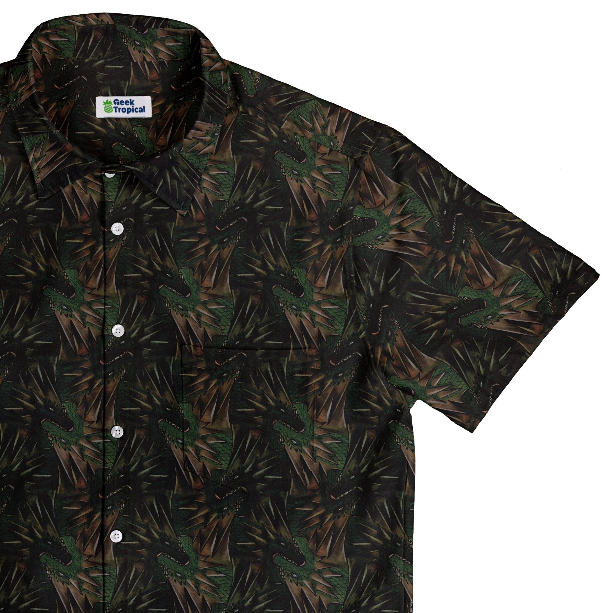 Dragon Weaving Inferno Forest Button Up Shirt Geek Nerd adult sizing Designs by Nathan fantasy prints
