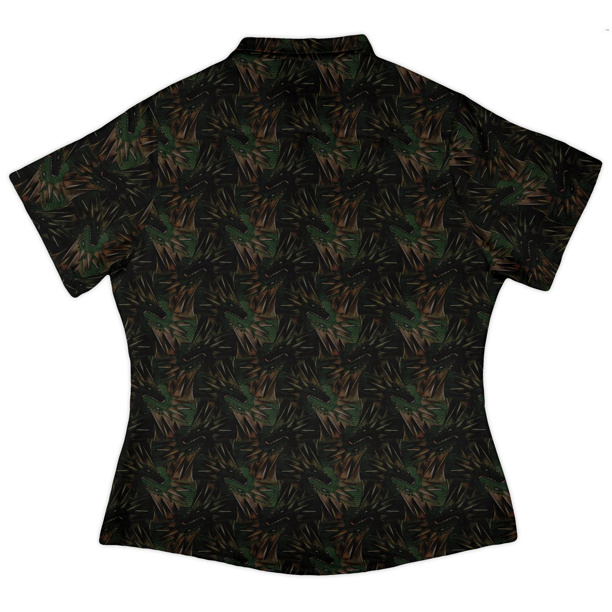 Dragon Weaving Inferno Forest Curvy Button Up Shirt Geek Nerd Designs by Nathan fantasy prints q225